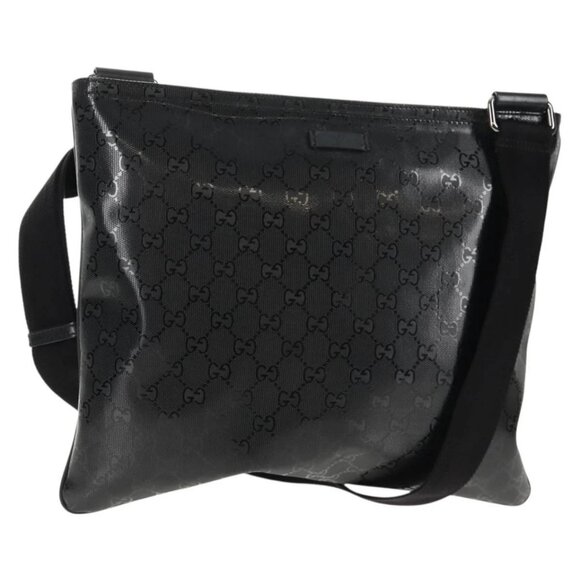 GUCCI GG implementation Shoulder Bag PVC Black Silver 201446 Auth am9344V - Picture 1 of 16